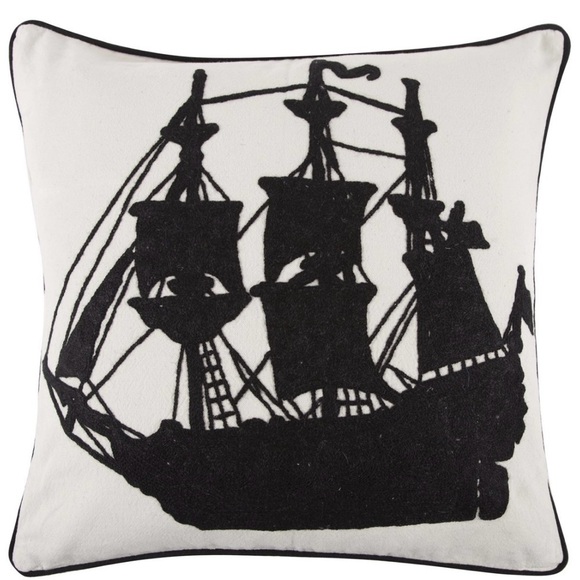 Thomas Paul Crewel Ship Throw Pillow - Picture 1 of 4